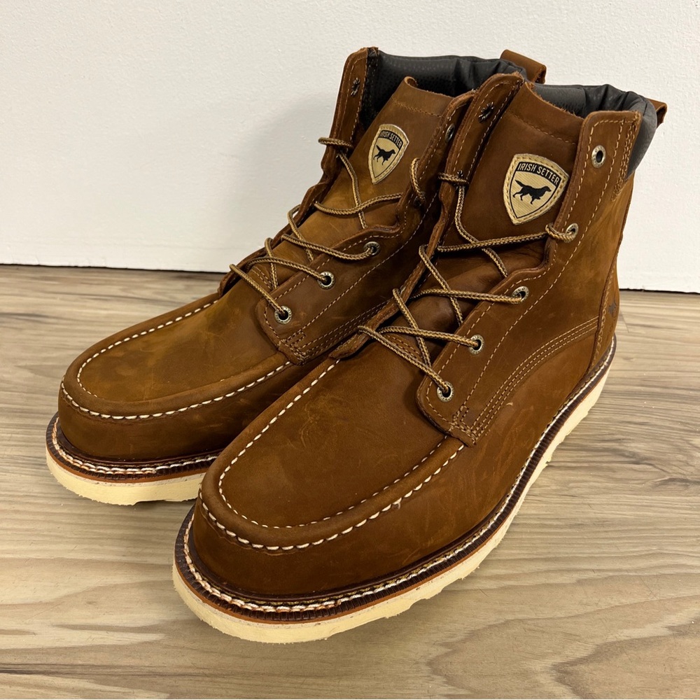 Irish Setter Brown Leather Moc Toe Work Boots